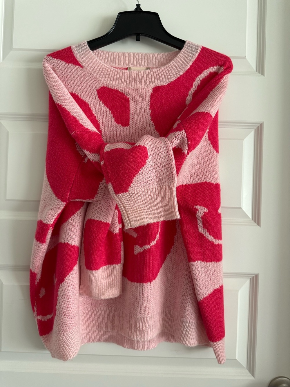 Altar'd State Pink & Hot Pink Smiley Crewneck Sweater
